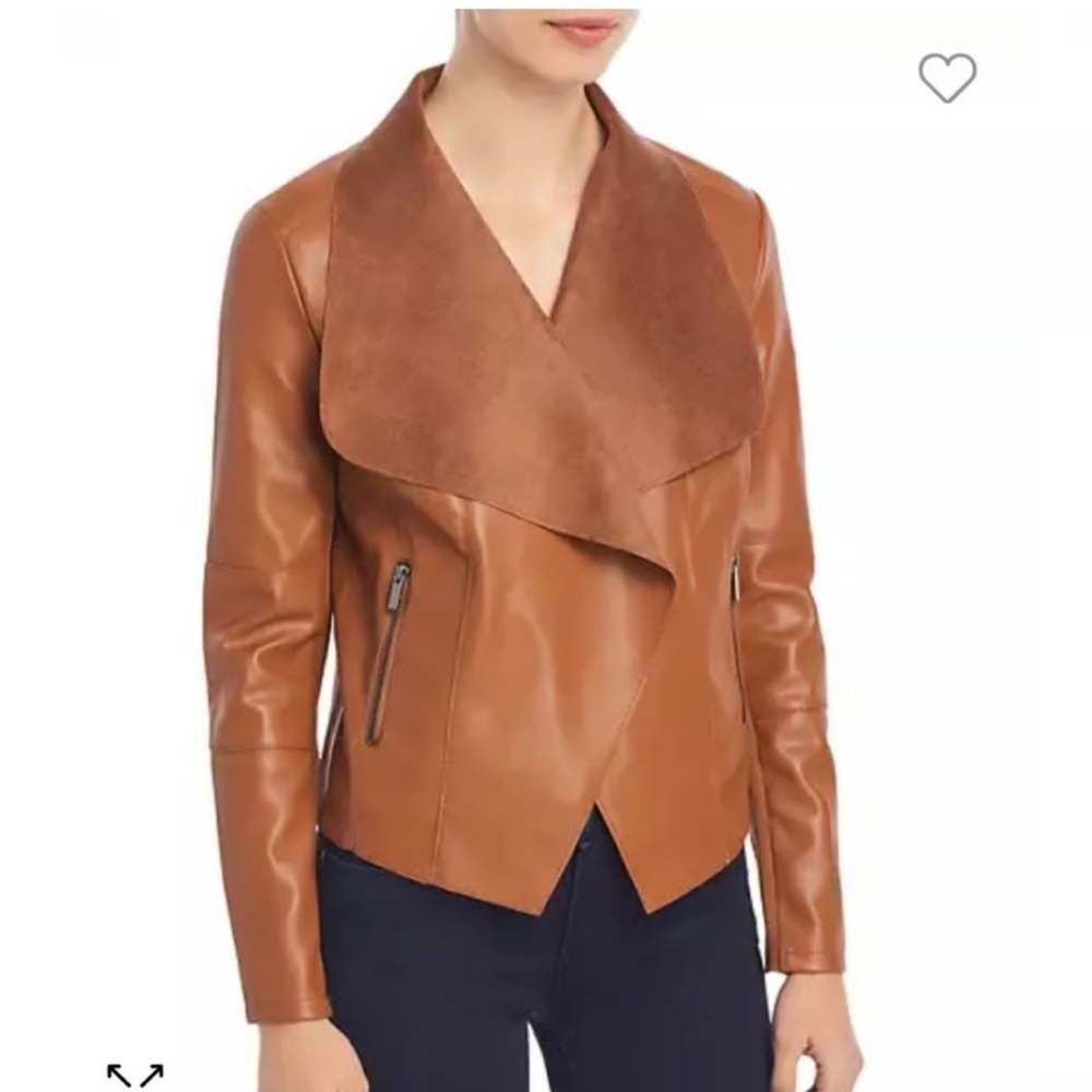 BAGATELLE Draped Faux Leather Jacket In Granite M